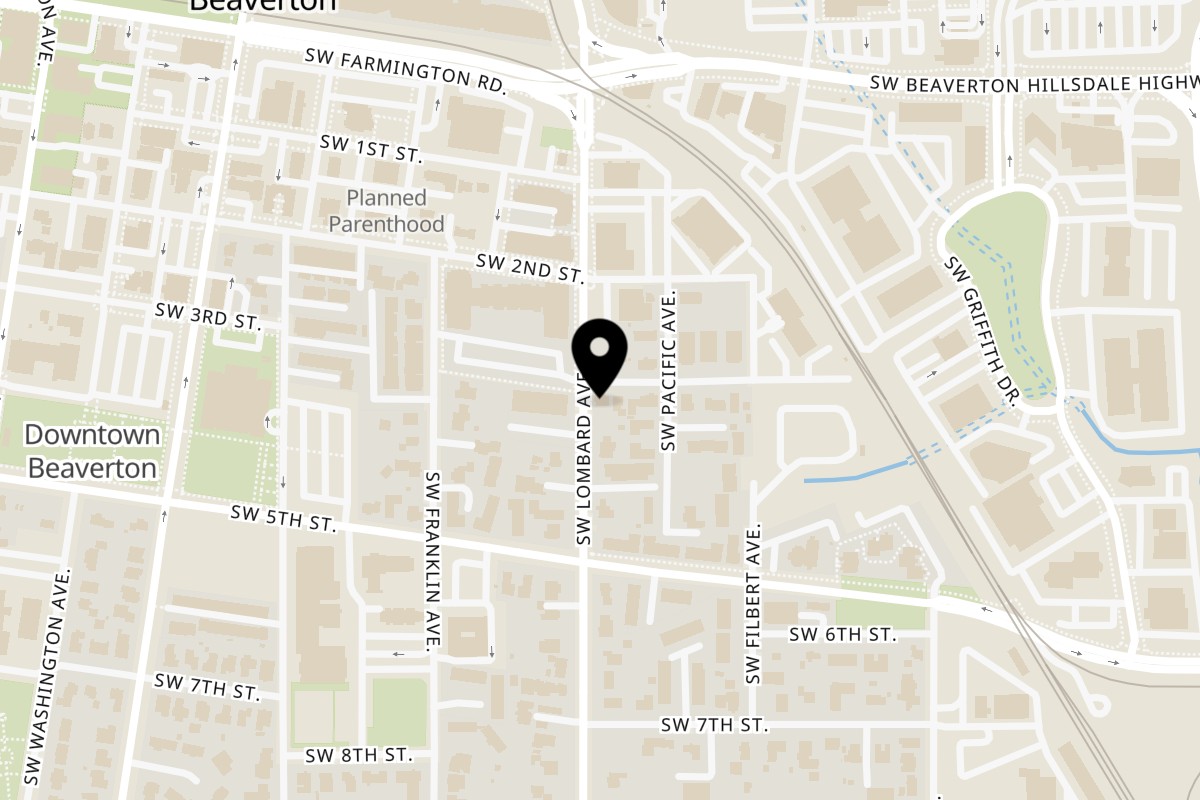 Map showing the location of Eleni's Kitchen on 4820 SW Lombard Ave in Beaverton